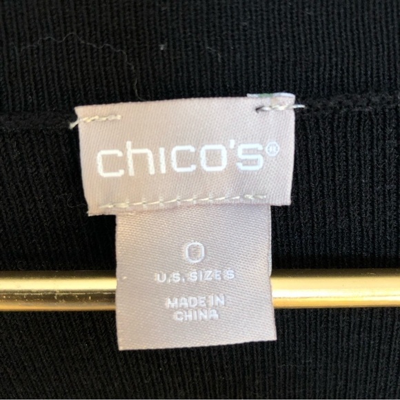 CHICO’S black long single gold button cardigan lightweight sweater layering S - Picture 4 of 8